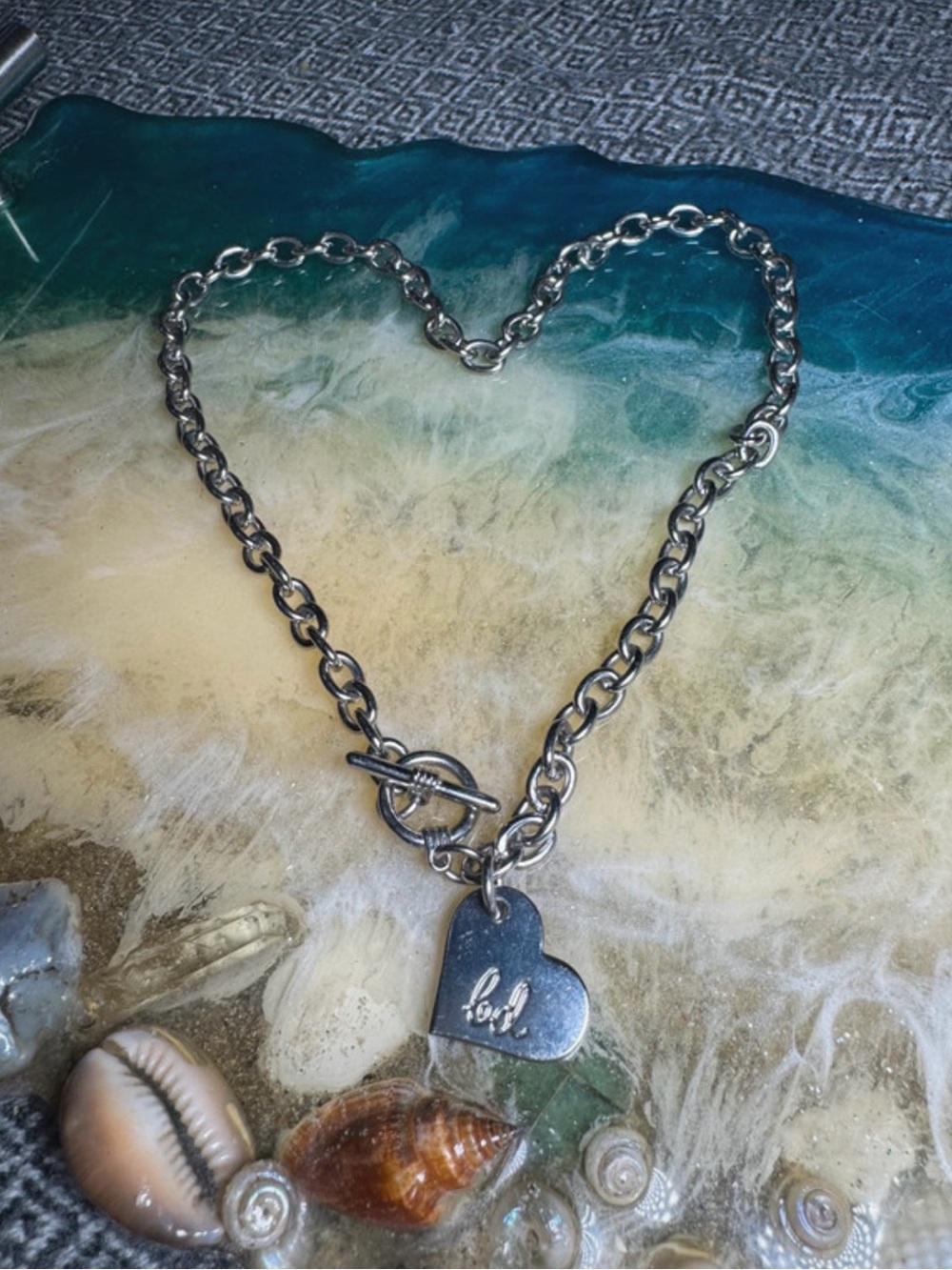 Bombay Duck Silver Heart Toggle Chain Necklace - Silver